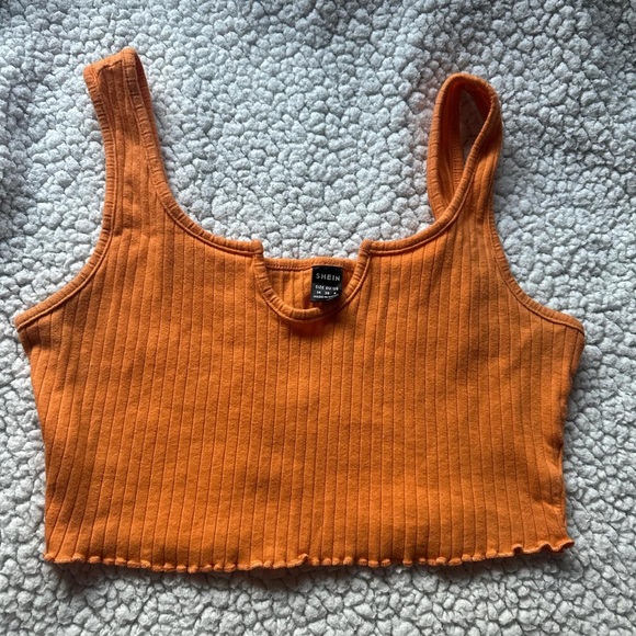 Orange Ribbed Crop Top - Picture 2 of 2